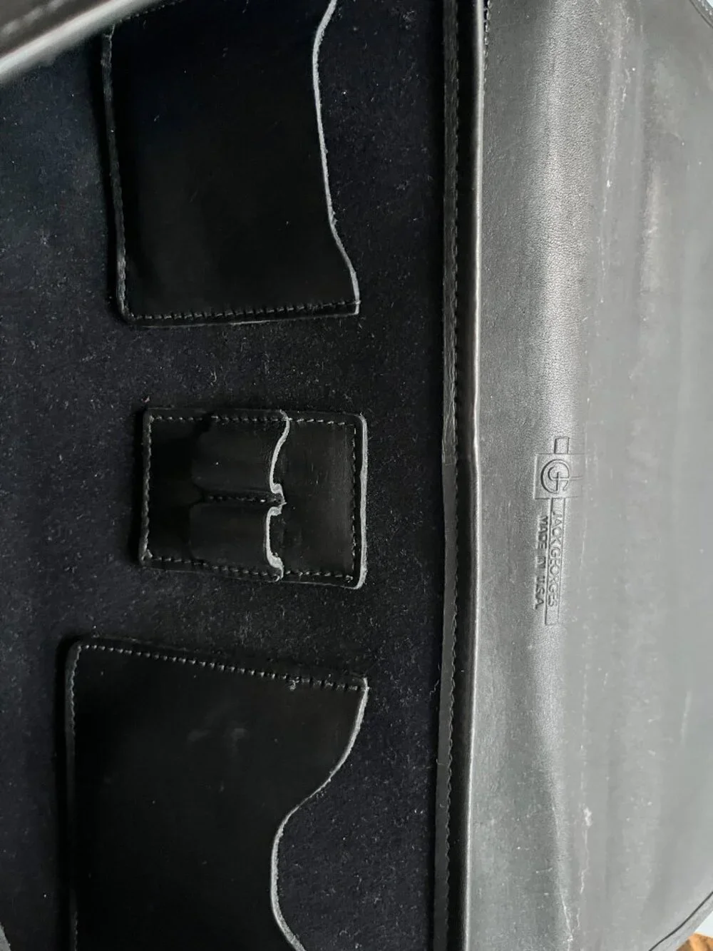 Jack Georges Black Leather University Briefcase / Laptop Bag #2456